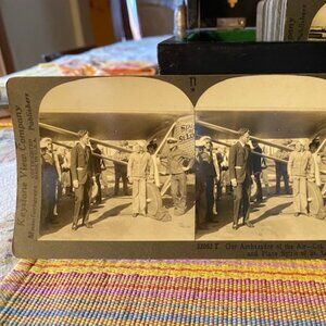 Charles Lindbergh and The Spirit of St. Louis Airplane Stereoview c1929 Y1378